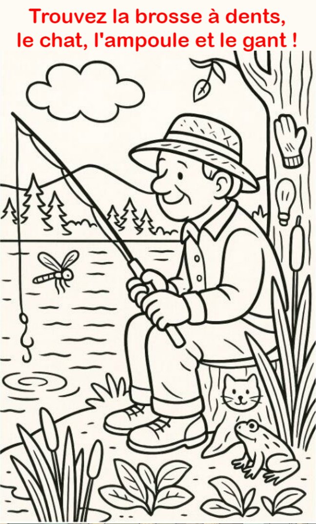 Trouvez la brosse à dents, le chat, l’ampoule et le gant !