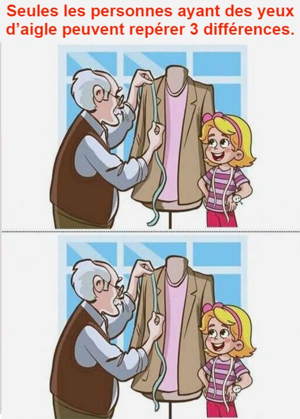Repérez 3 différences