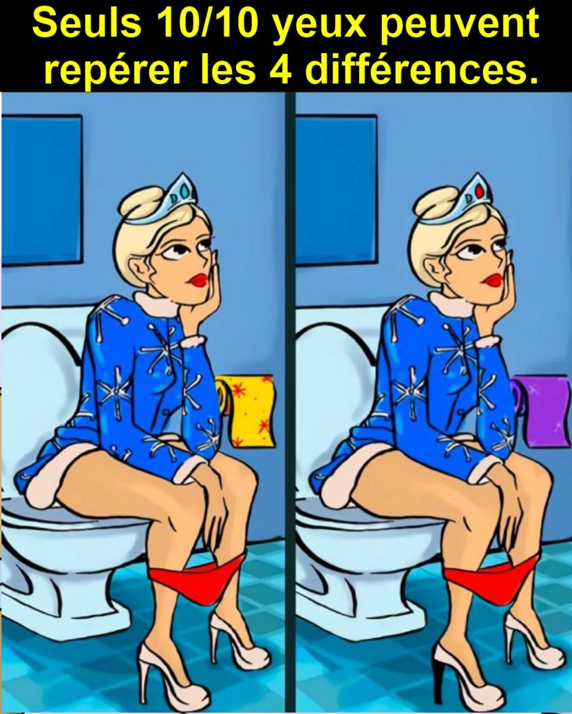 Seuls 10/10 yeux peuvent repérer les 4 différences.