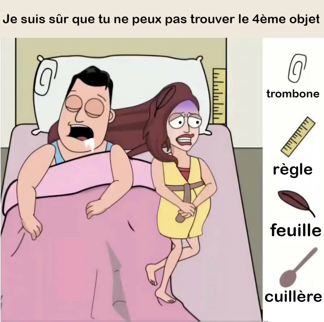 Cuillère à pois, trombone, feuille, règle.