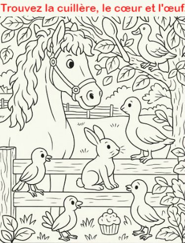 Trouvez la cuillère, le cœur et l’œuf.
