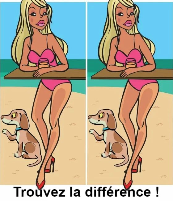 Trouvez la différence : La femme sur la plage