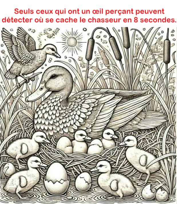 Seuls ceux qui ont un œil perçant peuvent détecter où se cache le chasseur en 8 secondes.