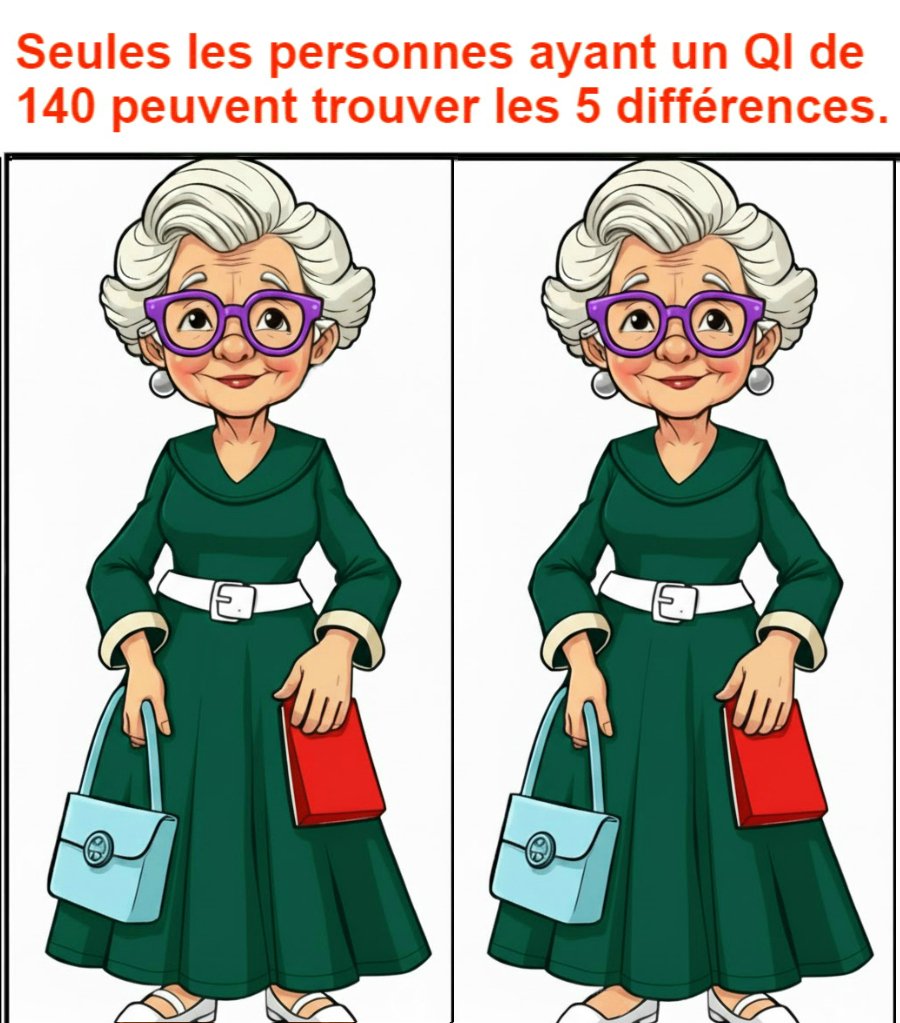 Seules les personnes ayant un QI de 140 peuvent trouver les 5 différences. Seules les personnes ayant un QI de 140 peuvent trouver les 5 différences.