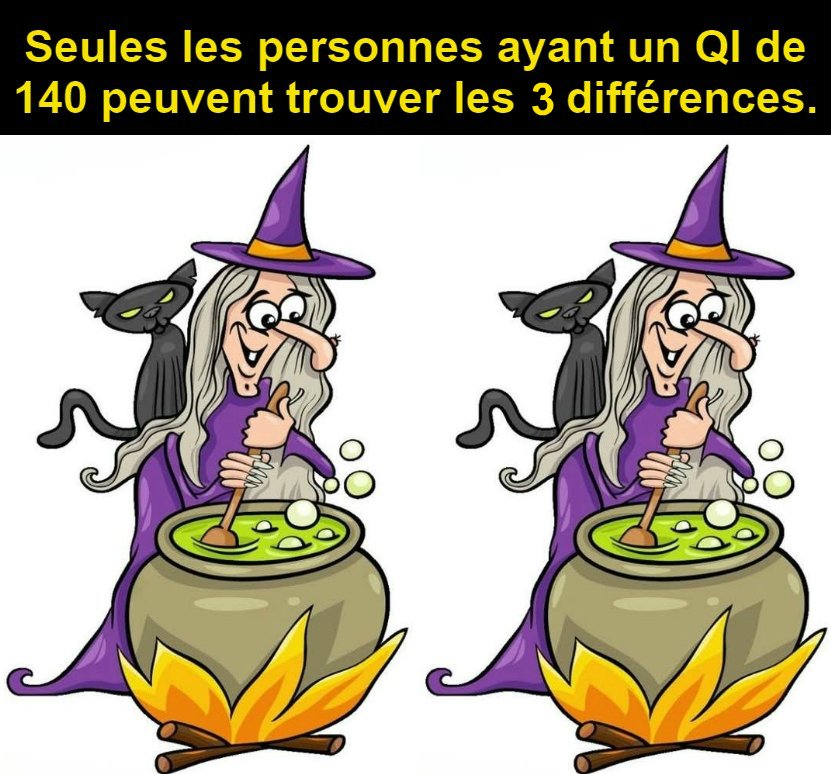 Seules les personnes ayant un QI de 140 peuvent trouver les 3 différences.