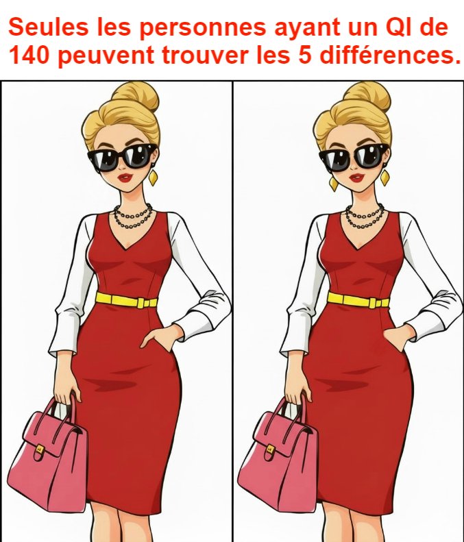 Seules les personnes ayant un QI de 140 peuvent trouver les 5 différences.