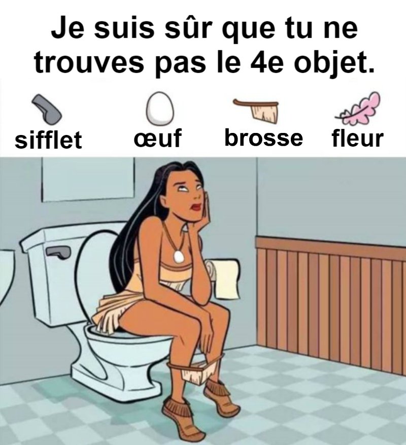 Trouvez le sifflet, l’œuf, le pinceau et la fleur.