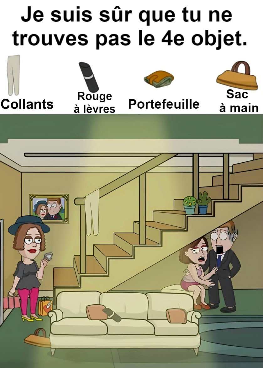 Trouvez des collants, du rouge à lèvres, un portefeuille, un sac à main.