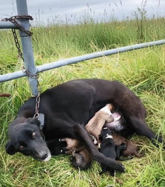 Une mère, enchaînée au sol, mais tenant la vie dans ses griffes…