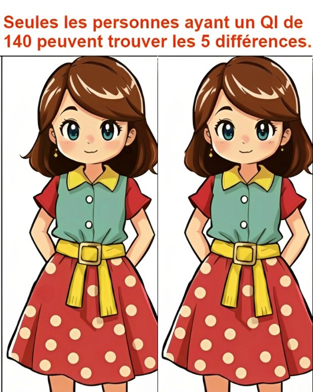 Seules les personnes ayant un QI de 140 peuvent trouver les 5 différences.