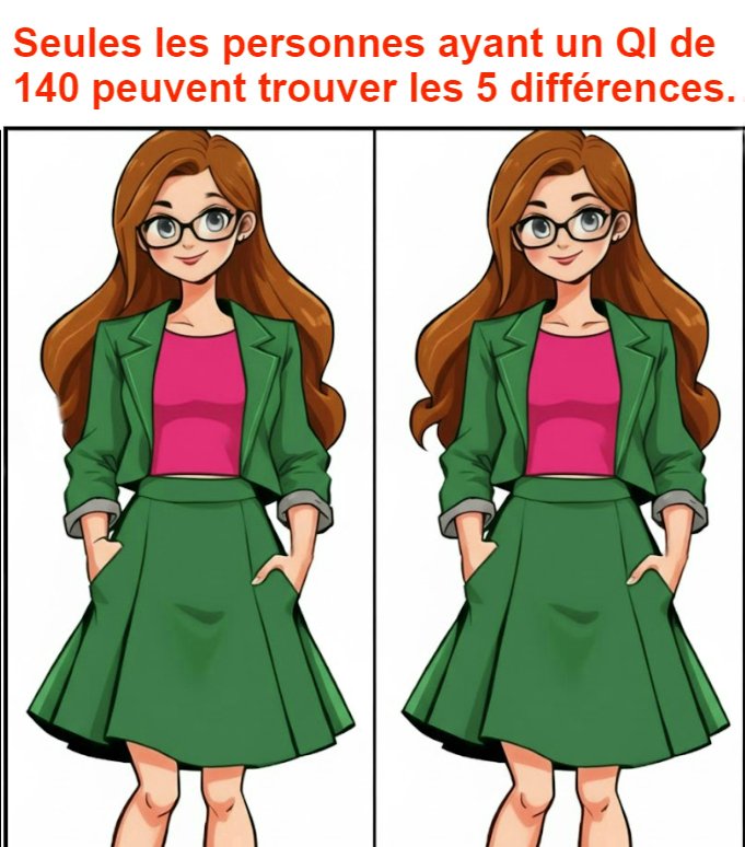 Seules les personnes ayant un QI de 140 peuvent trouver les 5 différences.