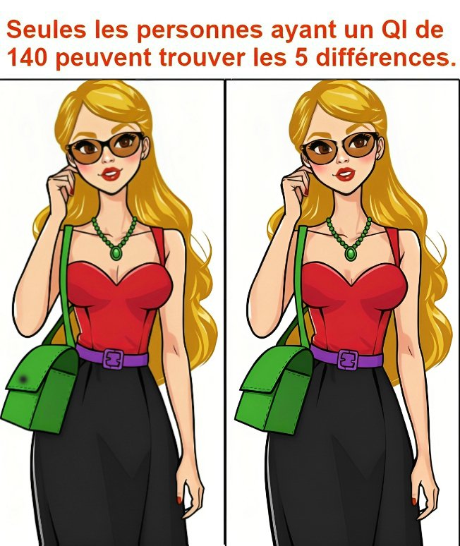Seules les personnes ayant un QI de 140 peuvent trouver les 5 différences.