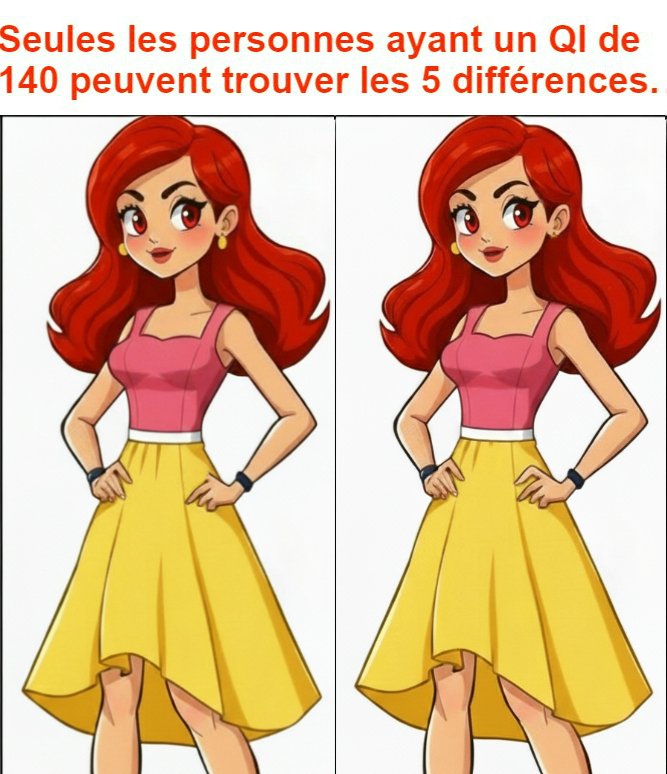 Seules les personnes ayant un QI de 140 peuvent trouver les 5 différences.