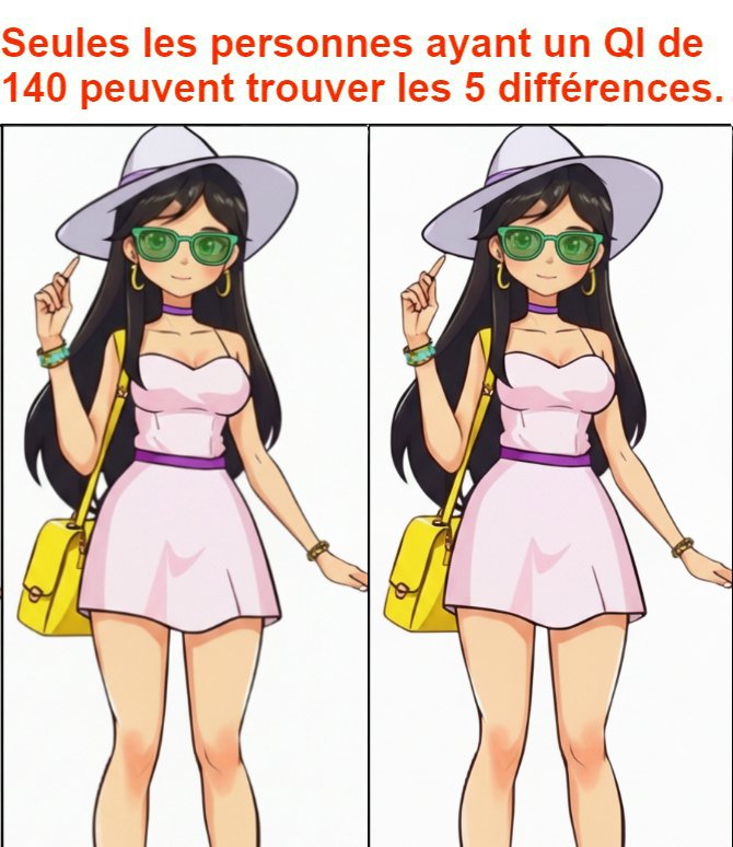 Seules les personnes ayant un QI de 140 peuvent trouver les 5 différences.