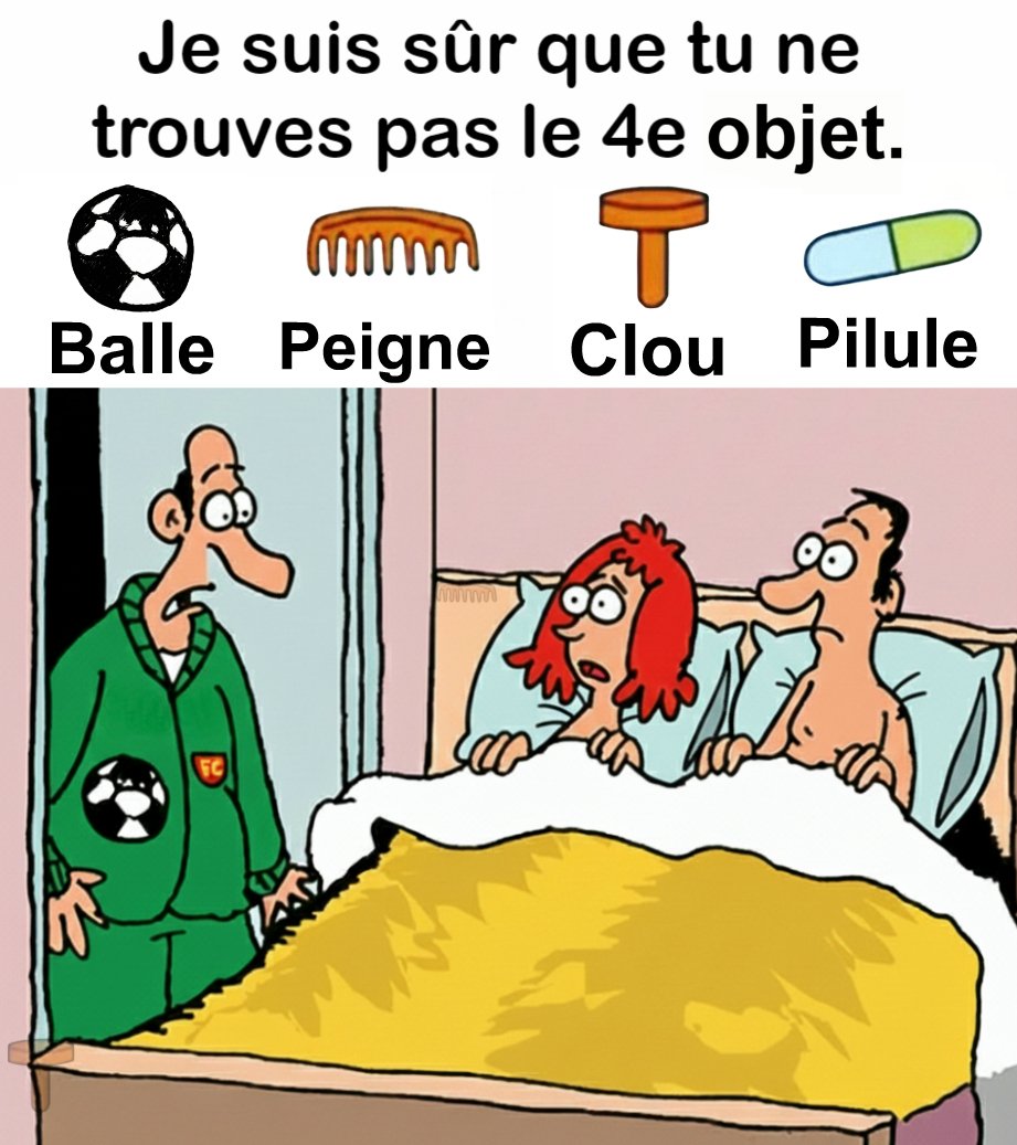 Trouvez Balle, Peigne, Clou, Pilule.