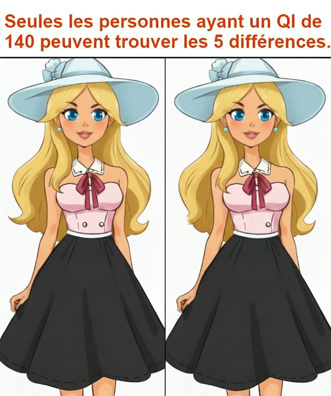 Seules les personnes ayant un QI de 140 peuvent trouver les 5 différences.