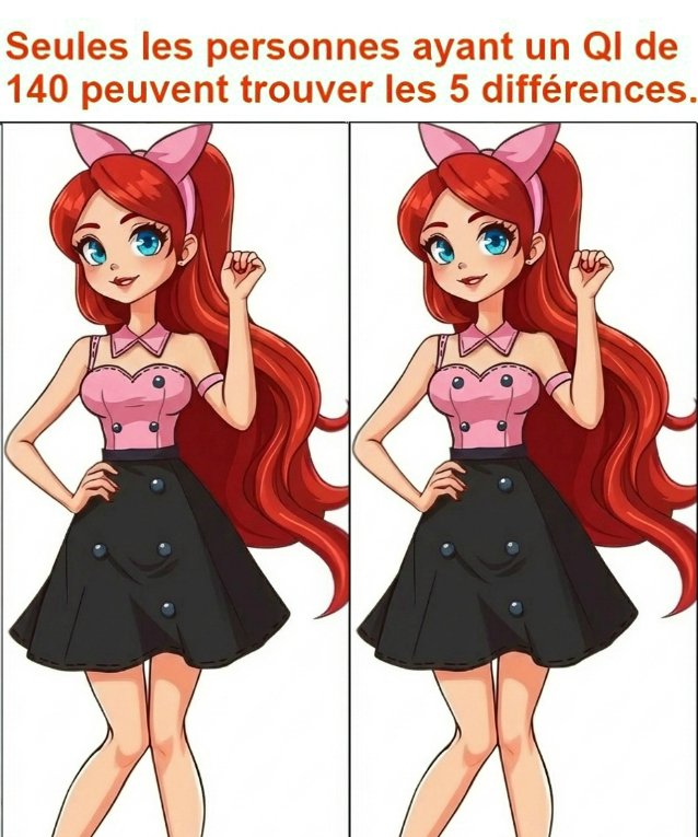 Seules les personnes ayant un QI de 140 peuvent trouver les 5 différences.