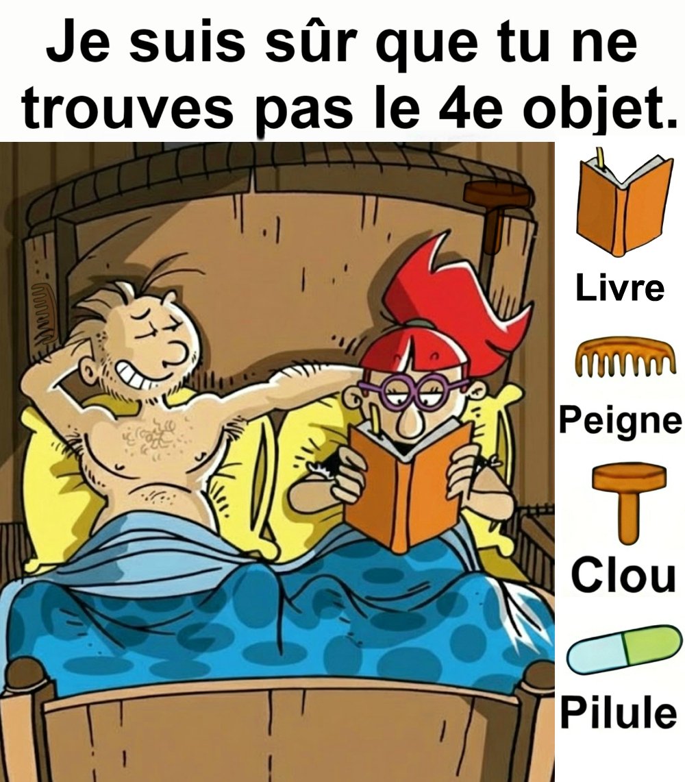 Trouvez Livre, Peigne, Clou, Pilule.
