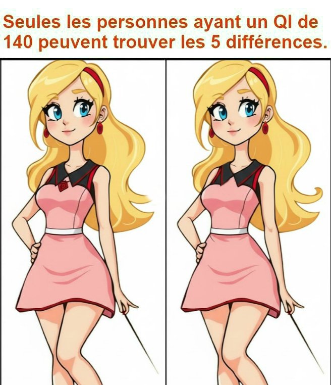 Seules les personnes ayant un QI de 140 peuvent trouver les 5 différences.