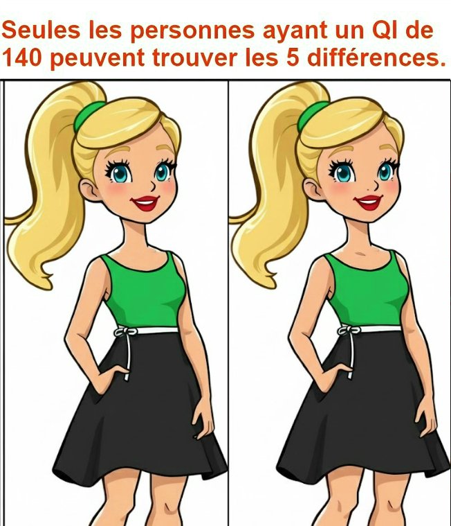 Seules les personnes ayant un QI de 140 peuvent trouver les 5 différences.
