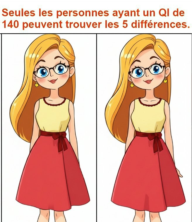 Seules les personnes ayant un QI de 140 peuvent trouver les 5 différences.