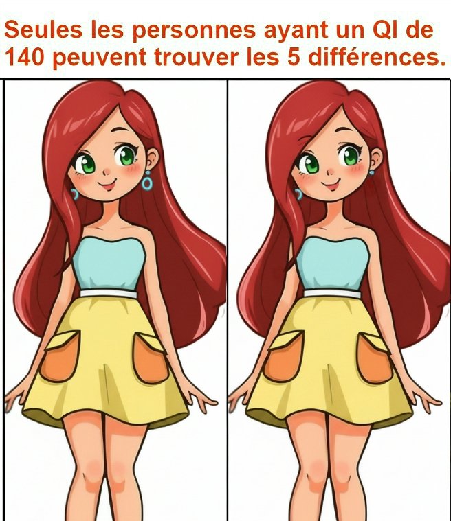 Seules les personnes ayant un QI de 140 peuvent trouver les 5 différences.