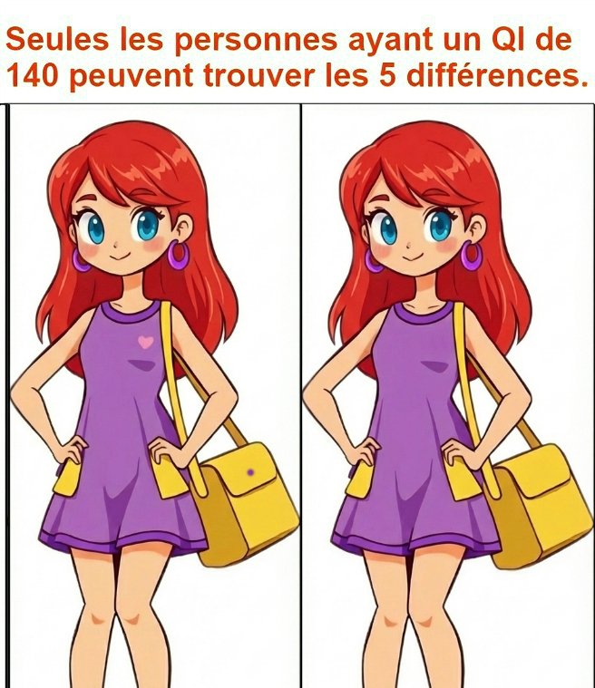 Seules les personnes ayant un QI de 140 peuvent trouver les 5 différences.