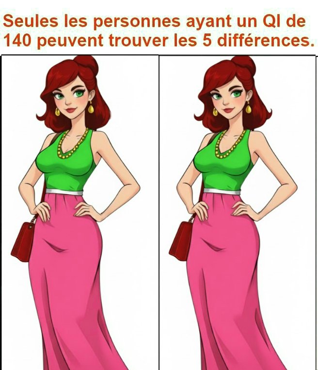 Seules les personnes ayant un QI de 140 peuvent trouver les 5 différences.
