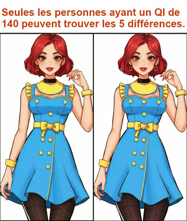 Seules les personnes ayant un QI de 140 peuvent trouver les 5 différences.