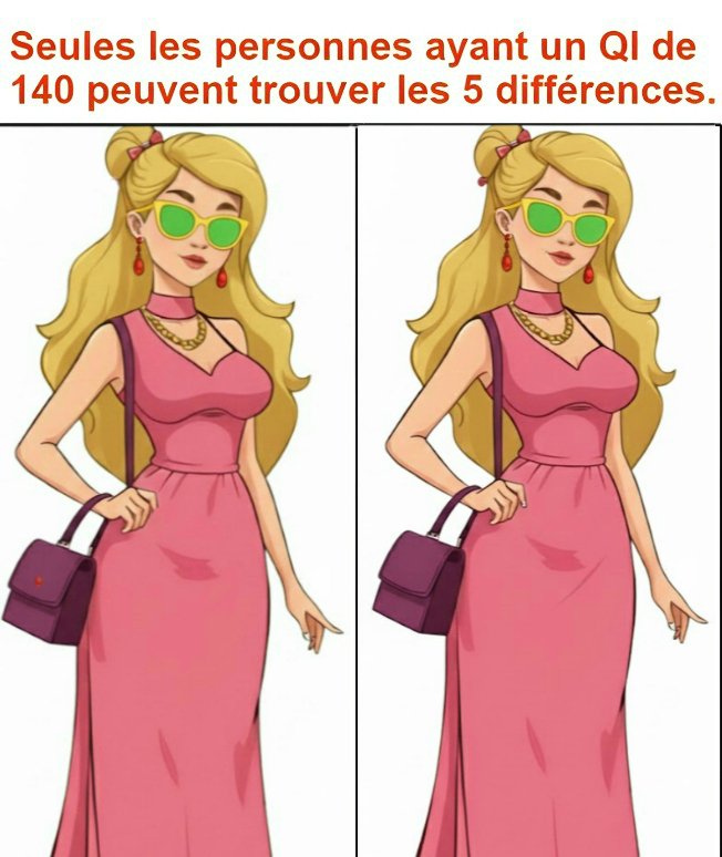 Seules les personnes ayant un QI de 140 peuvent trouver les 5 différences.