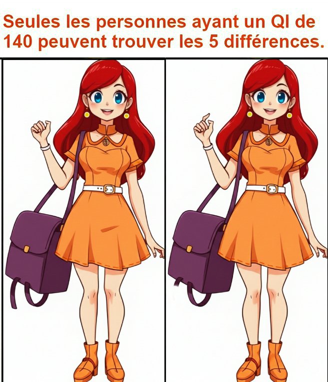 Seules les personnes ayant un QI de 140 peuvent trouver les 5 différences.