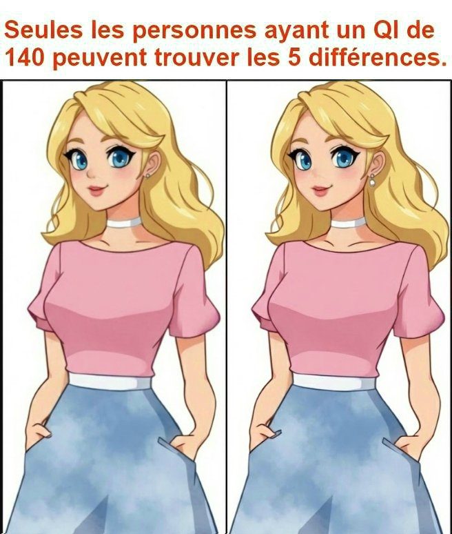 Seules les personnes ayant un QI de 140 peuvent trouver les 5 différences.