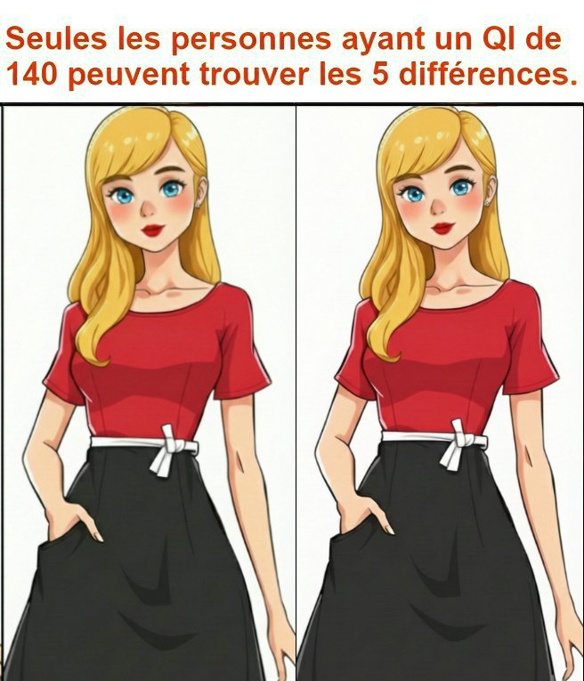 Seules les personnes ayant un QI de 140 peuvent trouver les 5 différences.