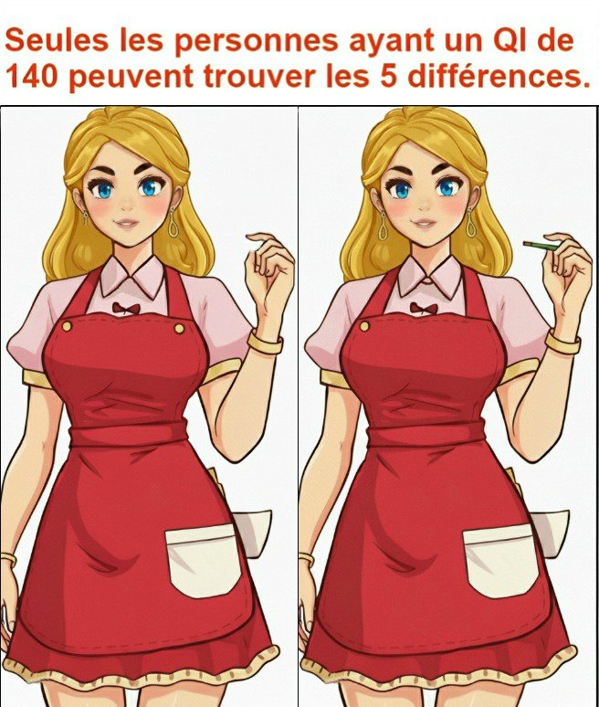 Seules les personnes ayant un QI de 140 peuvent trouver les 5 différences.