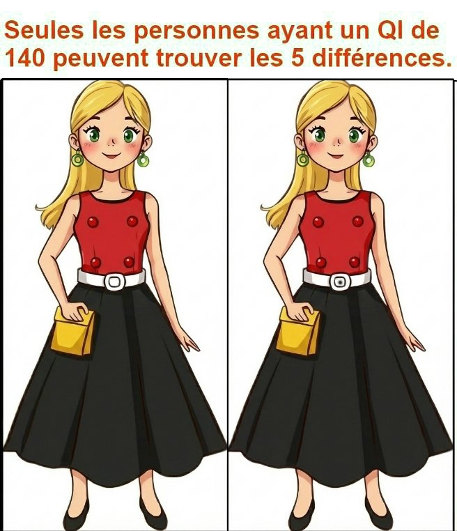 Seules les personnes ayant un QI de 140 peuvent trouver les 5 différences.