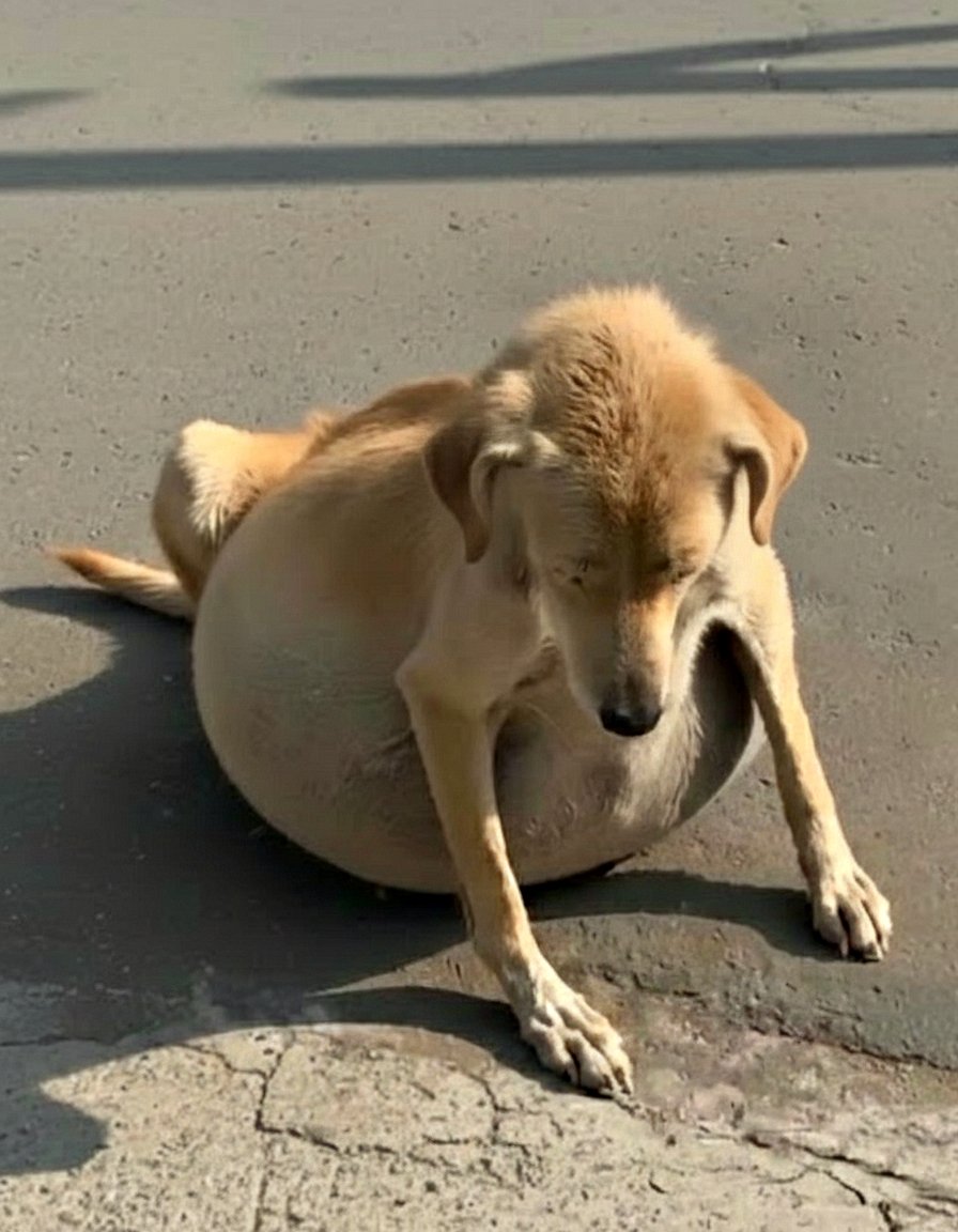 Elle s’est effondrée, son estomac se remplissant abondamment de liquide et éclαtant après avoir été abandonnée par son propriétaire.