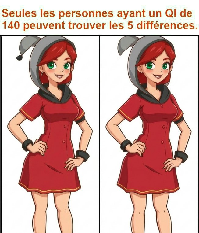Seules les personnes ayant un QI de 140 peuvent trouver les 5 différences.