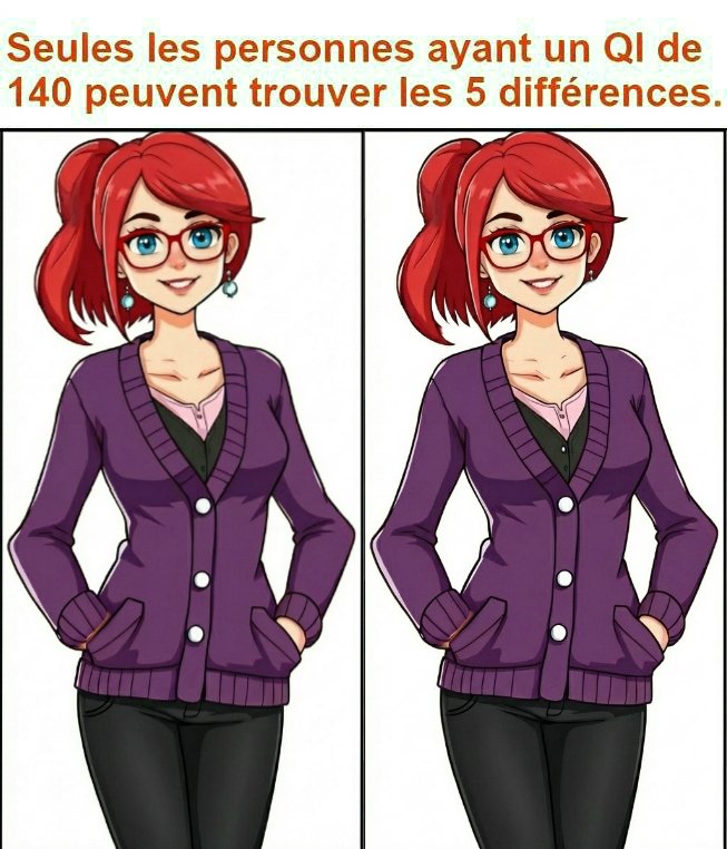 Seules les personnes ayant un QI de 140 peuvent trouver les 5 différences.