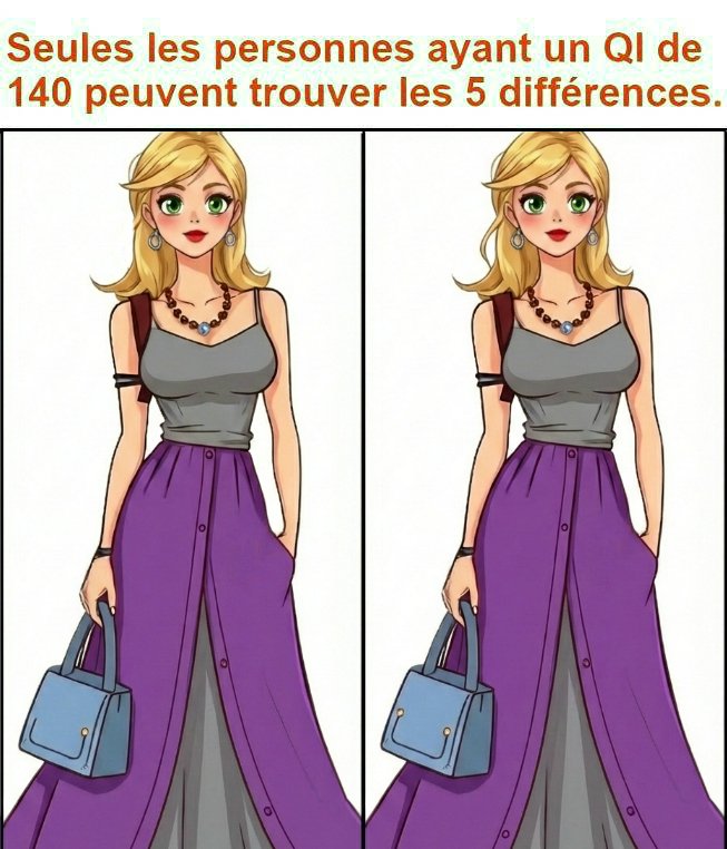 Seules les personnes ayant un QI de 140 peuvent trouver les 5 différences.