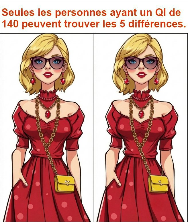 Seules les personnes ayant un QI de 140 peuvent trouver les 5 différences.