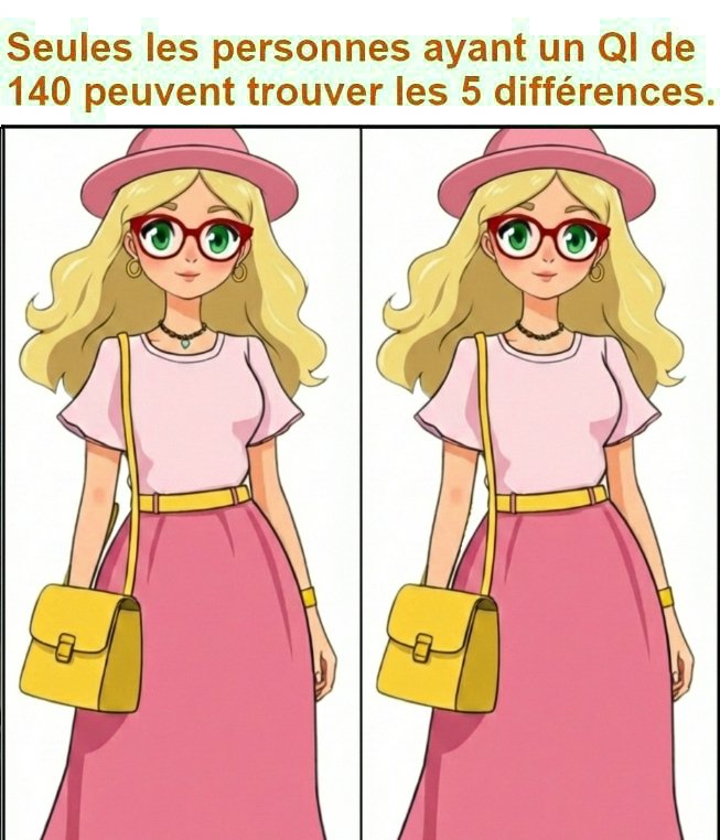Seules les personnes ayant un QI de 140 peuvent trouver les 5 différences.