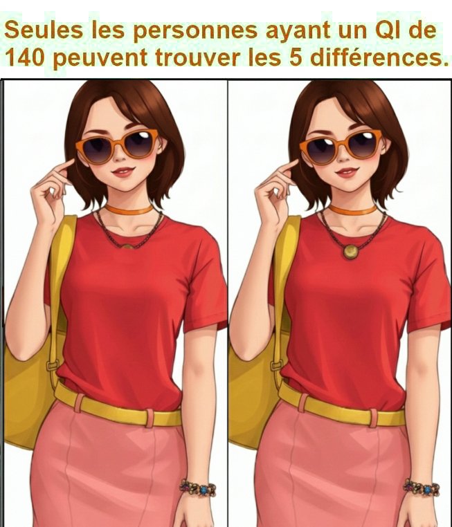 Seules les personnes ayant un QI de 140 peuvent trouver les 5 différences.