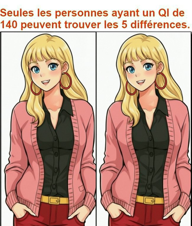 Seules les personnes ayant un QI de 140 peuvent trouver les 5 différences.