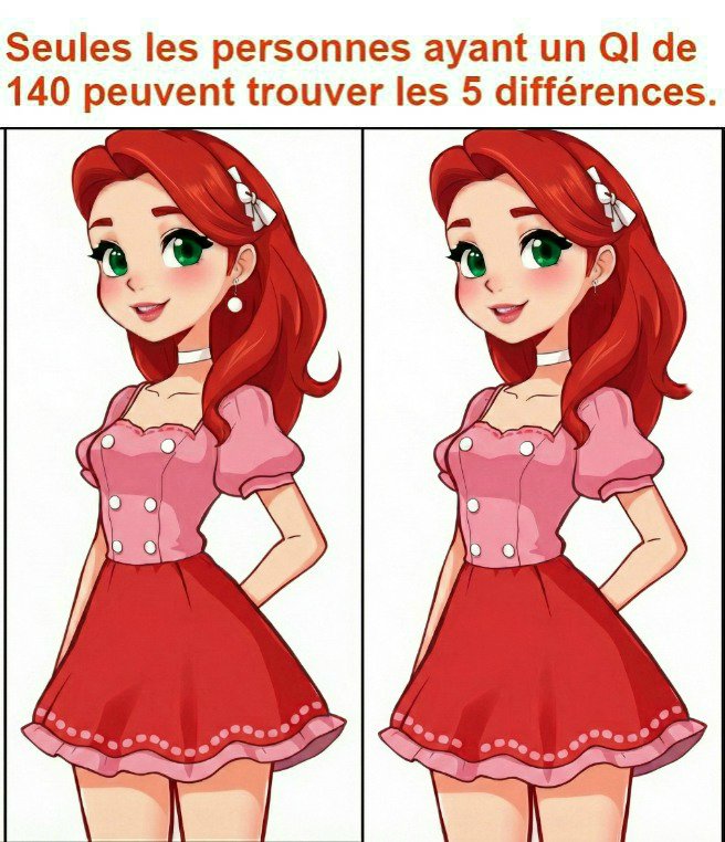 Seules les personnes ayant un QI de 140 peuvent trouver les 5 différences.