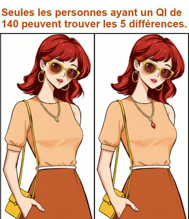 Seules les personnes ayant un QI de 140 peuvent trouver les 5 différences.