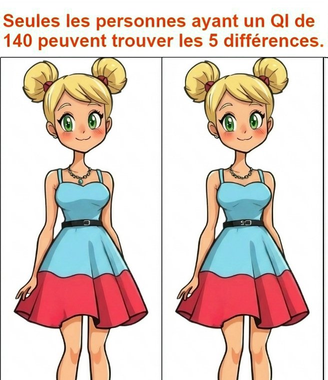 Seules les personnes ayant un QI de 140 peuvent trouver les 5 différences.