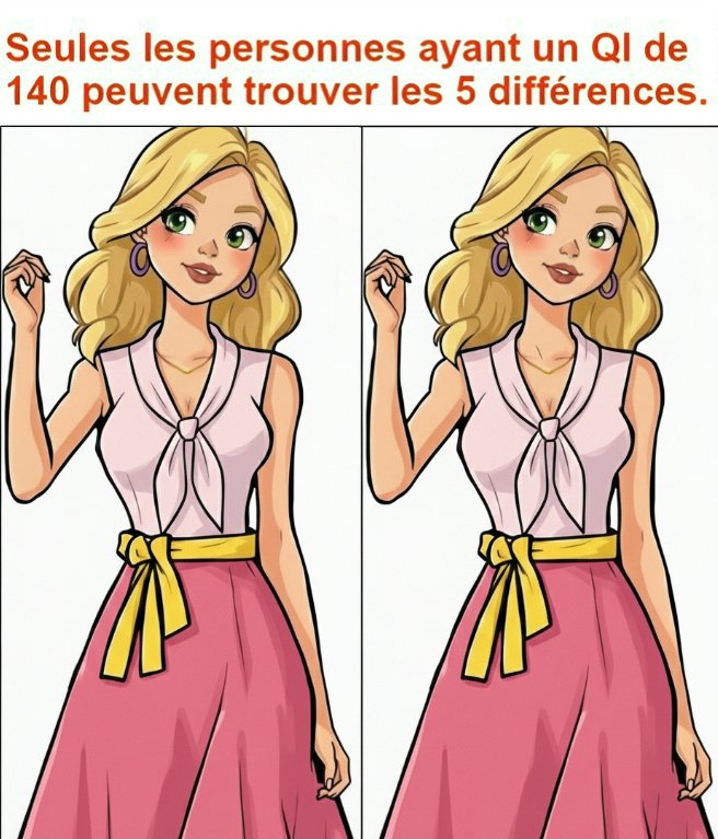 Seules les personnes ayant un QI de 140 peuvent trouver les 5 différences.