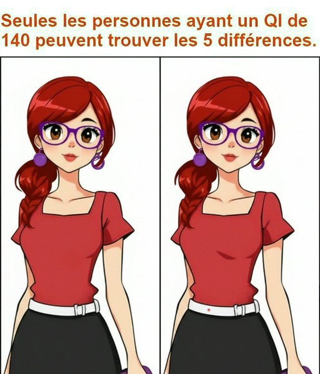 Seules les personnes ayant un QI de 140 peuvent trouver les 5 différences.